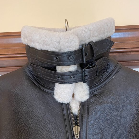 Authentic Vintage Brown Shearling Leather Bomber Jacket - Picture 7 of 12